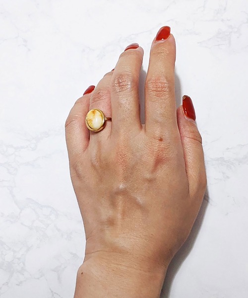 BROTHERHOOD（ブラザーフッド）の「【earyear】オーバルストーン リング ゴールド（リング・レディース・アイボリー/グリーン/グレー/クリア/ホワイト/ブルー/オレンジ/ピンク・FREE）」の11枚目の写真