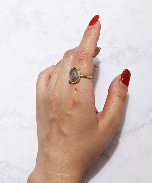 BROTHERHOOD（ブラザーフッド）の「【earyear】オーバルストーン リング ゴールド（リング・レディース・アイボリー/グリーン/グレー/クリア/ホワイト/ブルー/オレンジ/ピンク・FREE）」の12枚目の写真