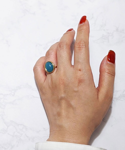 BROTHERHOOD（ブラザーフッド）の「【earyear】オーバルストーン リング ゴールド（リング・レディース・アイボリー/グリーン/グレー/クリア/ホワイト/ブルー/オレンジ/ピンク・FREE）」の14枚目の写真