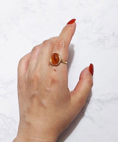 BROTHERHOOD（ブラザーフッド）の「【earyear】オーバルストーン リング ゴールド（リング・レディース・アイボリー/グリーン/グレー/クリア/ホワイト/ブルー/オレンジ/ピンク・FREE）」の16枚目の写真