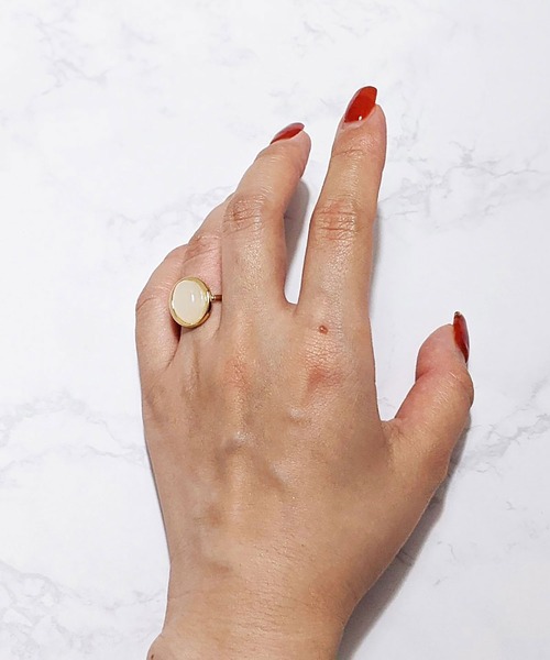 BROTHERHOOD（ブラザーフッド）の「【earyear】オーバルストーン リング ゴールド（リング・レディース・アイボリー/グリーン/グレー/クリア/ホワイト/ブルー/オレンジ/ピンク・FREE）」の17枚目の写真