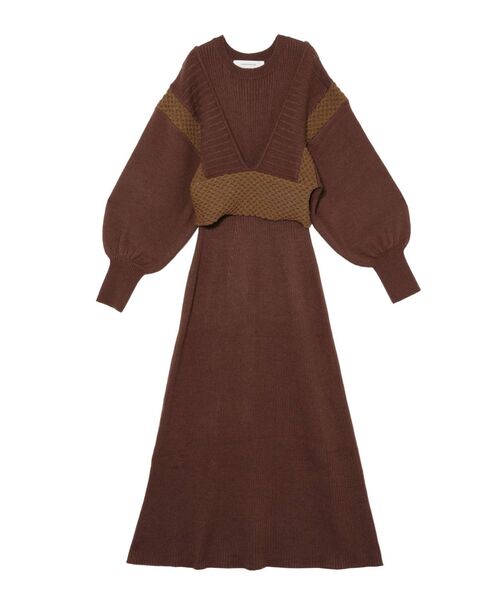 LAGUNAMOON（ラグナムーン）の「ベストレイヤードニットワンピース（ワンピース・レディース・アイボリー/グリーン/ブラウン/チャコールグレー・SMALL/MEDIUM）」の16枚目の写真