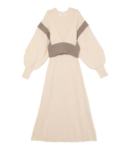 LAGUNAMOON（ラグナムーン）の「ベストレイヤードニットワンピース（ワンピース・レディース・アイボリー/グリーン/ブラウン/チャコールグレー・SMALL/MEDIUM）」の10枚目の写真