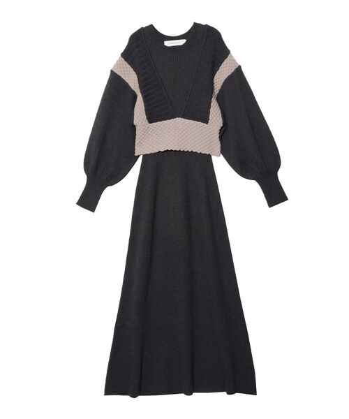 LAGUNAMOON（ラグナムーン）の「ベストレイヤードニットワンピース（ワンピース・レディース・アイボリー/グリーン/ブラウン/チャコールグレー・SMALL/MEDIUM）」の7枚目の写真