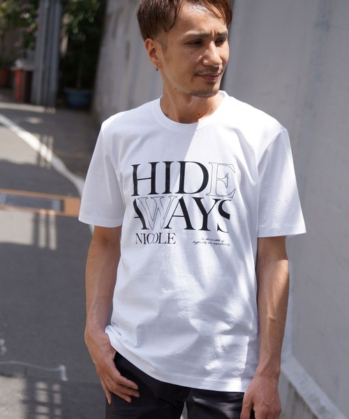 HIDEAWAYS NICOLE（ハイダウェイニコル）の「ダブルシルケットロゴプリントTシャツ（Tシャツ/カットソー・メンズ・ブラウン/ホワイト/ブラック/ネイビー・LARGE/MEDIUM/X-LARGE）」の2枚目の写真
