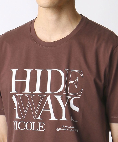 HIDEAWAYS NICOLE（ハイダウェイニコル）の「ダブルシルケットロゴプリントTシャツ（Tシャツ/カットソー・メンズ・ブラウン/ホワイト/ブラック/ネイビー・LARGE/MEDIUM/X-LARGE）」の11枚目の写真