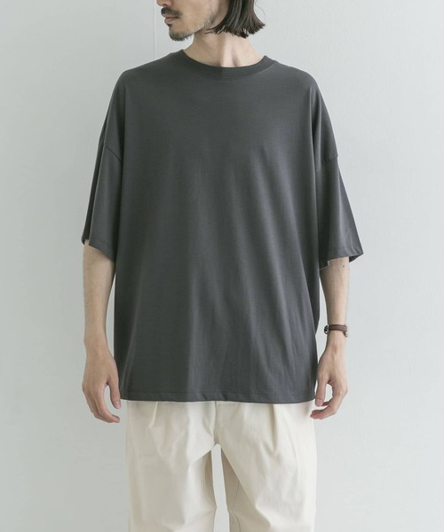 UR Lab.（アーバンリサーチラボ）の「シルケットルーズフィットTシャツ(5分袖)（Tシャツ/カットソー・メンズ・ホワイト/チャコールグレー/カーキ・MEDIUM/LARGE）」の10枚目の写真