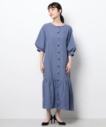 SPINNS | グレンチェックデザイン ティアードロングスカート(ワンピース)