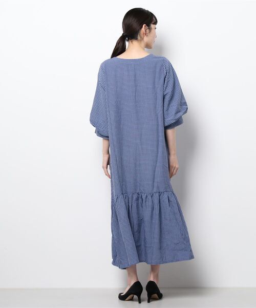 SPINNS（スピンズ）の「グレンチェックデザイン ティアードロングスカート（ワンピース・レディース・ブルー・ONESIZE）」の3枚目の写真