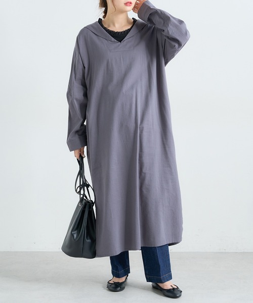 PUAL CE CIN(ピュアルセシン)の「【Du noir】セーラーカラーロングワンピース(ワンピース・レディース・グレー/グレイッシュベージュ・FREE)」の20枚目の写真