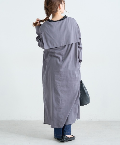 PUAL CE CIN(ピュアルセシン)の「【Du noir】セーラーカラーロングワンピース(ワンピース・レディース・グレー/グレイッシュベージュ・FREE)」の7枚目の写真