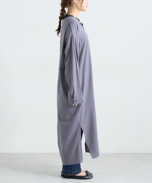 PUAL CE CIN(ピュアルセシン)の「【Du noir】セーラーカラーロングワンピース(ワンピース・レディース・グレー/グレイッシュベージュ・FREE)」の19枚目の写真