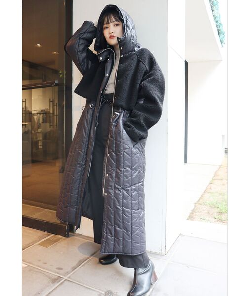 MURUA（ムルーア）の「キルトドッキングボアコート（ダウンジャケット/コート・レディース・ブラック/ベージュ/モカ・FREE）」の6枚目の写真