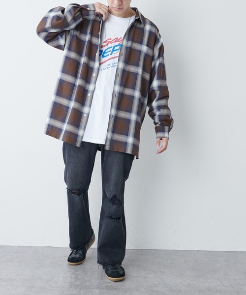DISCOAT（ディスコート）の「クラッシュデニムフレア風パンツ（デニムパンツ・メンズ・ブラック/ネイビー・LARGE/MEDIUM）」の7枚目の写真