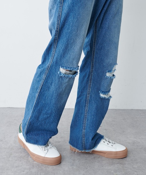 DISCOAT（ディスコート）の「クラッシュデニムフレア風パンツ（デニムパンツ・メンズ・ブラック/ネイビー・LARGE/MEDIUM）」の17枚目の写真