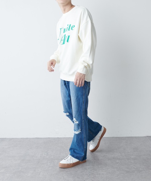 DISCOAT（ディスコート）の「クラッシュデニムフレア風パンツ（デニムパンツ・メンズ・ブラック/ネイビー・LARGE/MEDIUM）」の18枚目の写真