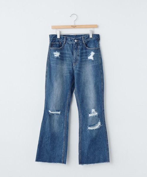 DISCOAT（ディスコート）の「クラッシュデニムフレア風パンツ（デニムパンツ・メンズ・ブラック/ネイビー・LARGE/MEDIUM）」の9枚目の写真