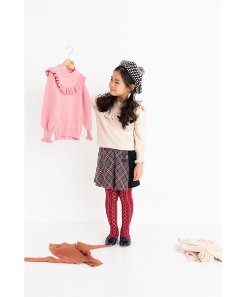 nino(ニノ)の「フリルヨークニット#綿100%(ニット/セーター・キッズ・その他/ホワイト/ブラック・90cm/110cm/100cm/120cm)」の7枚目の写真