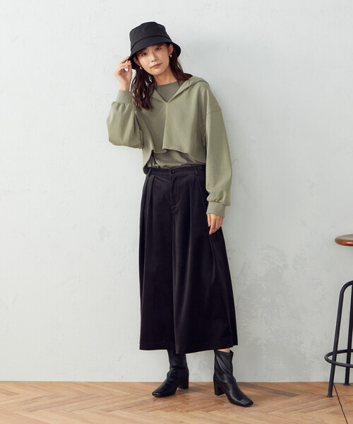 COMME CA ISM(コムサイズム)の「ジャージー コーデュロイ ワイドパンツ(その他パンツ・レディース・グレイッシュベージュ/チャコール/サックスブルー/ブラウン/ブラック・SMALL/MEDIUM/LARGE)」の22枚目の写真
