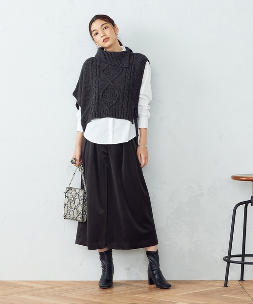 COMME CA ISM(コムサイズム)の「ジャージー コーデュロイ ワイドパンツ(その他パンツ・レディース・グレイッシュベージュ/チャコール/サックスブルー/ブラウン/ブラック・SMALL/MEDIUM/LARGE)」の8枚目の写真