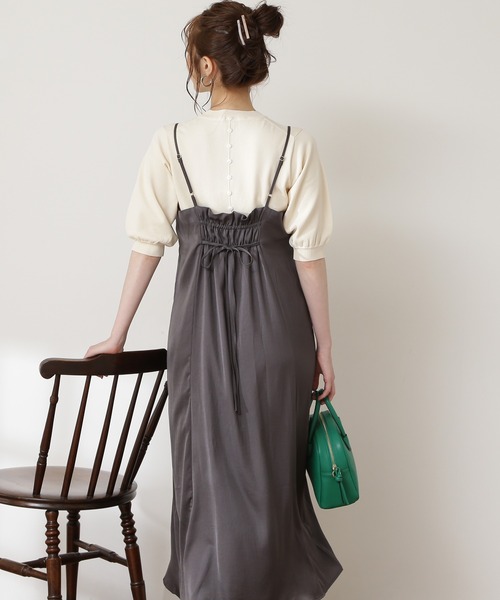 N.（N. Natural Beauty Basic）（エヌエヌナチュラルビューティーベーシック）の「◆バックリボンキャミワンピース（ワンピース・レディース・グレー/カーキ/ブラック系その他・MEDIUM）」の3枚目の写真