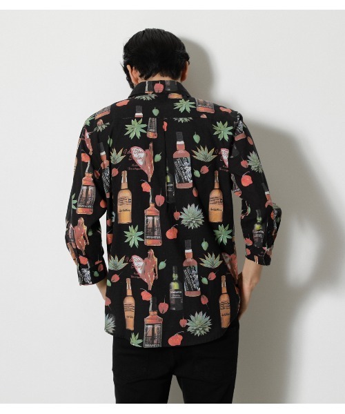 AZUL by moussy（アズールバイマウジー）の「LINEN BLEND ALOHA SHIRT/リネンブレンドアロハシャツ（シャツ/ブラウス・メンズ・ブラック系その他/ホワイト系その他/グリーン系その他2・SMALL/LARGE/MEDIUM）」の9枚目の写真