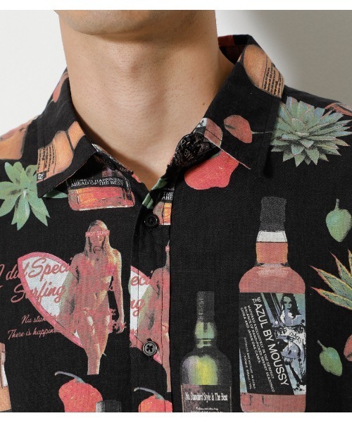 AZUL by moussy（アズールバイマウジー）の「LINEN BLEND ALOHA SHIRT/リネンブレンドアロハシャツ（シャツ/ブラウス・メンズ・ブラック系その他/ホワイト系その他/グリーン系その他2・SMALL/LARGE/MEDIUM）」の10枚目の写真