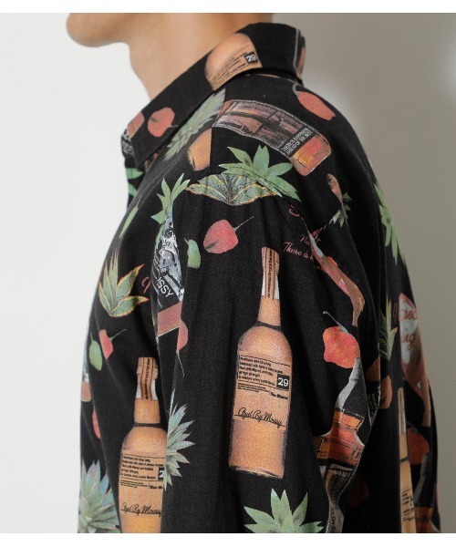 AZUL by moussy（アズールバイマウジー）の「LINEN BLEND ALOHA SHIRT/リネンブレンドアロハシャツ（シャツ/ブラウス・メンズ・ブラック系その他/ホワイト系その他/グリーン系その他2・SMALL/LARGE/MEDIUM）」の11枚目の写真