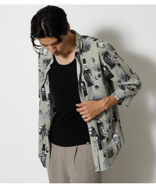 AZUL by moussy（アズールバイマウジー）の「LINEN BLEND ALOHA SHIRT/リネンブレンドアロハシャツ（シャツ/ブラウス・メンズ・ブラック系その他/ホワイト系その他/グリーン系その他2・SMALL/LARGE/MEDIUM）」の13枚目の写真