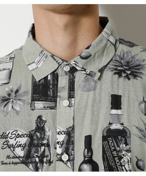 AZUL by moussy（アズールバイマウジー）の「LINEN BLEND ALOHA SHIRT/リネンブレンドアロハシャツ（シャツ/ブラウス・メンズ・ブラック系その他/ホワイト系その他/グリーン系その他2・SMALL/LARGE/MEDIUM）」の19枚目の写真