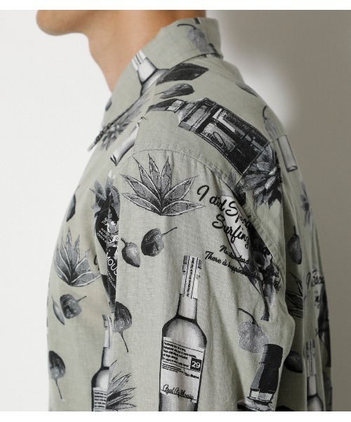 AZUL by moussy（アズールバイマウジー）の「LINEN BLEND ALOHA SHIRT/リネンブレンドアロハシャツ（シャツ/ブラウス・メンズ・ブラック系その他/ホワイト系その他/グリーン系その他2・SMALL/LARGE/MEDIUM）」の20枚目の写真