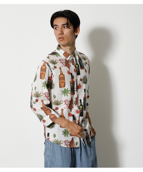 AZUL by moussy（アズールバイマウジー）の「LINEN BLEND ALOHA SHIRT/リネンブレンドアロハシャツ（シャツ/ブラウス・メンズ・ブラック系その他/ホワイト系その他/グリーン系その他2・SMALL/LARGE/MEDIUM）」の22枚目の写真
