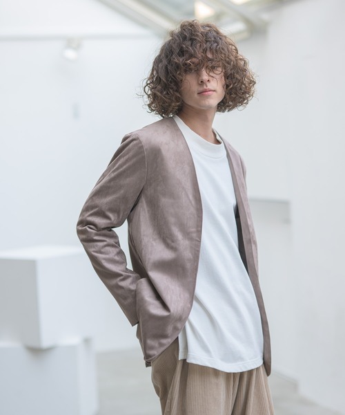 CASPER JOHN（キャスパージョン）の「ノーカラーテーラードジャケット（テーラードジャケット・メンズ・チャコールグレー/グレイッシュベージュ・マルチサイズ）」の10枚目の写真