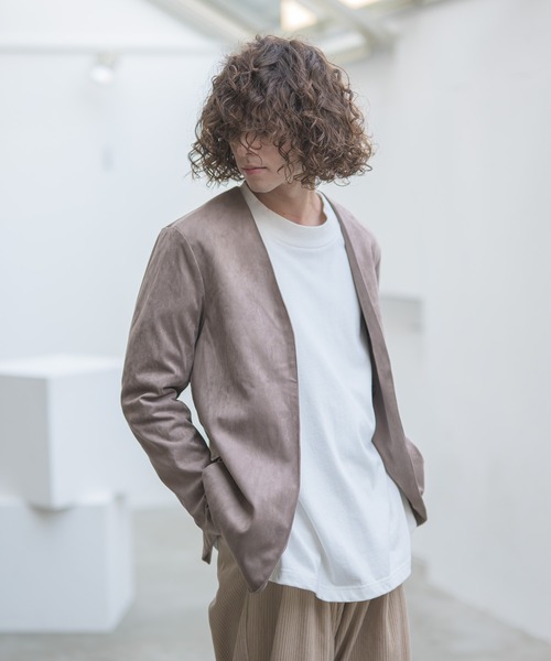 CASPER JOHN（キャスパージョン）の「ノーカラーテーラードジャケット（テーラードジャケット・メンズ・チャコールグレー/グレイッシュベージュ・マルチサイズ）」の4枚目の写真