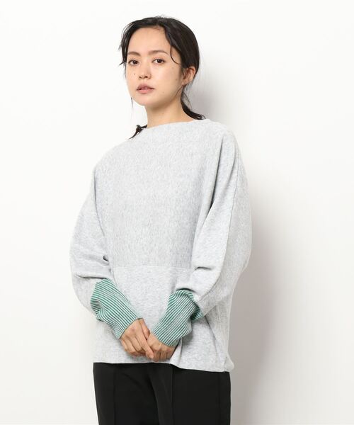 Q（キュー）の「切替ドルマンニット（ニット/セーター・レディース・ライトグレー/ネイビー/チェリーピンク/ブルー/ペールイエロー/アイボリー/セージグリーン/ホワイト・MEDIUM）」の17枚目の写真