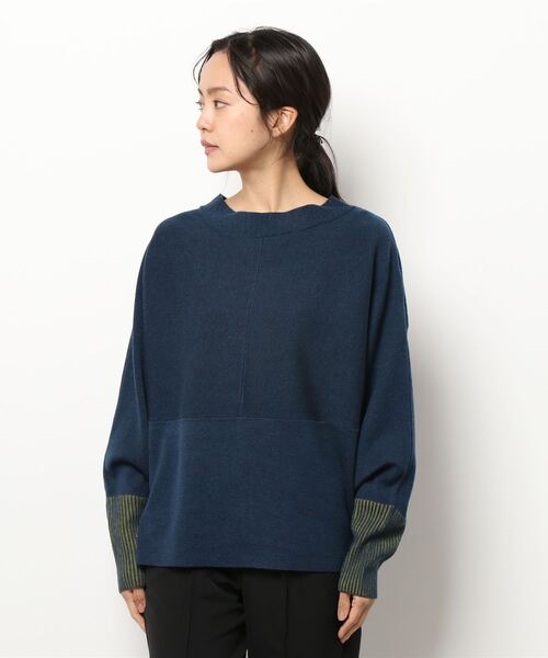 Q（キュー）の「切替ドルマンニット（ニット/セーター・レディース・ライトグレー/ネイビー/チェリーピンク/ブルー/ペールイエロー/アイボリー/セージグリーン/ホワイト・MEDIUM）」の19枚目の写真