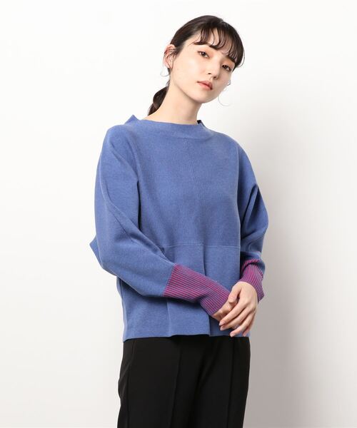 Q（キュー）の「切替ドルマンニット（ニット/セーター・レディース・ライトグレー/ネイビー/チェリーピンク/ブルー/ペールイエロー/アイボリー/セージグリーン/ホワイト・MEDIUM）」の10枚目の写真