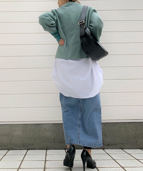 Q（キュー）の「切替ドルマンニット（ニット/セーター・レディース・ライトグレー/ネイビー/チェリーピンク/ブルー/ペールイエロー/アイボリー/セージグリーン/ホワイト・MEDIUM）」の13枚目の写真