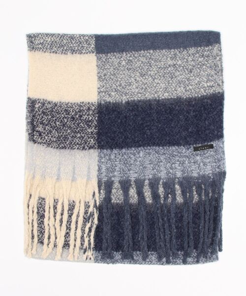 clear（クリア）の「BIGトーンチェックストール（マフラー・レディース・ブルー/モカ・F）」の2枚目の写真