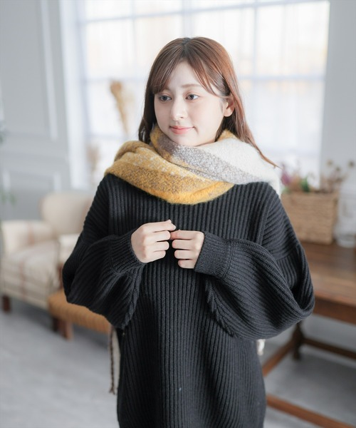 clear（クリア）の「BIGトーンチェックストール（マフラー・レディース・ブルー/モカ・F）」の4枚目の写真