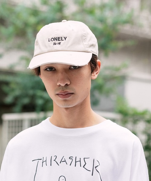 LONELY/論理（ロンリー）の「LONELY(論理)/ロンリー COTTON DAMAGED CLASSIC LOGO CAP ロゴ刺繍 キャップ（キャップ・メンズ・ベージュ/ブラック・FREE）」の19枚目の写真