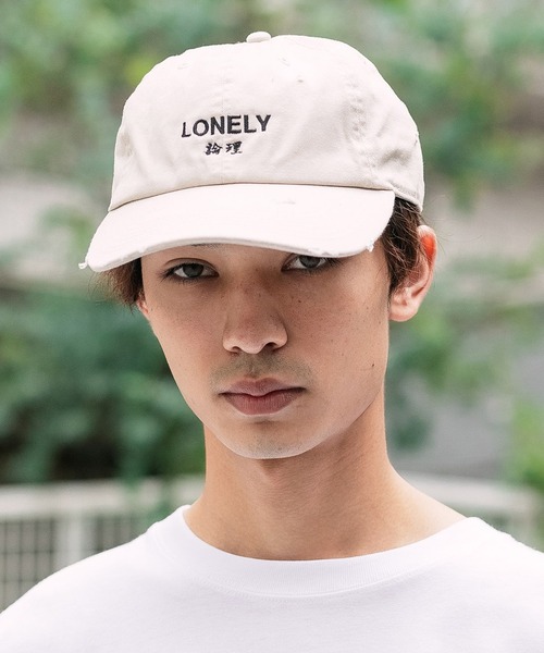 LONELY/論理（ロンリー）の「LONELY(論理)/ロンリー COTTON DAMAGED CLASSIC LOGO CAP ロゴ刺繍 キャップ（キャップ・メンズ・ベージュ/ブラック・FREE）」の18枚目の写真