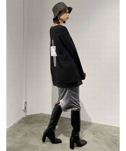 EMODA（エモダ）の「サイドギャザーフレアスカート（スカート・レディース・グレー/ブラック・SMALL/MEDIUM）」の7枚目の写真