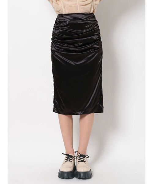 EMODA（エモダ）の「サイドギャザーフレアスカート（スカート・レディース・グレー/ブラック・SMALL/MEDIUM）」の8枚目の写真