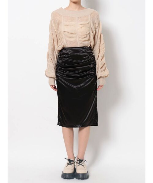 EMODA（エモダ）の「サイドギャザーフレアスカート（スカート・レディース・グレー/ブラック・SMALL/MEDIUM）」の14枚目の写真