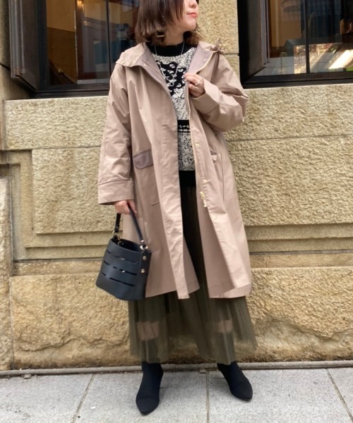 Chez toi(シェトワ)の「バイカラーモッズコート(モッズコート・レディース・ブラック/ベージュ/キャメル・FREE)」の3枚目の写真