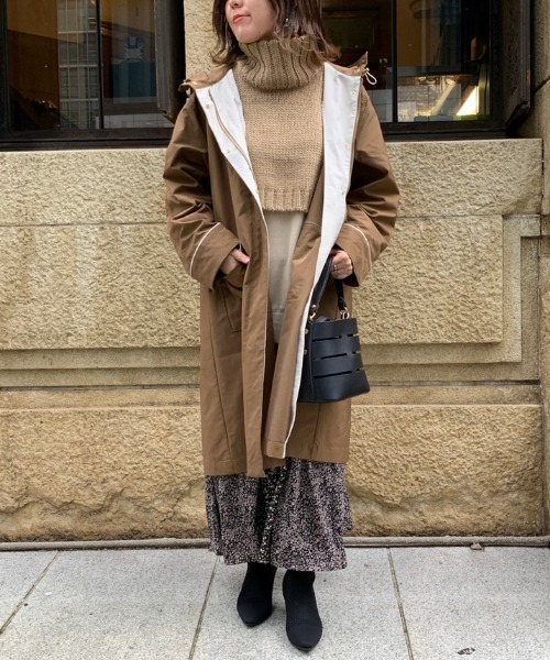 Chez toi(シェトワ)の「バイカラーモッズコート(モッズコート・レディース・ブラック/ベージュ/キャメル・FREE)」の1枚目の写真