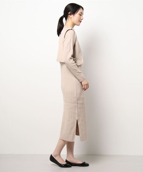 archives（アルシーヴ）の「サイドリボンベスト＋ランダムリブニットワンピース（ワンピース・レディース・アイボリー/グレイッシュベージュ/ブラウン・MEDIUM）」の13枚目の写真