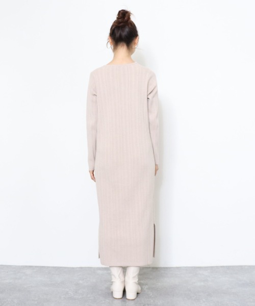 archives（アルシーヴ）の「サイドリボンベスト＋ランダムリブニットワンピース（ワンピース・レディース・アイボリー/グレイッシュベージュ/ブラウン・MEDIUM）」の5枚目の写真