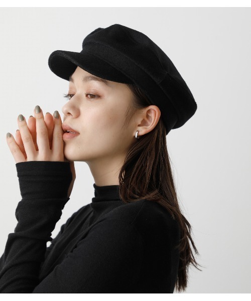 AZUL by moussy（アズールバイマウジー）の「FABRIC CONTRAST CASQUETTE/ファブリックコントラストキャスケット（キャスケット・レディース・チャコールグレー/ベージュ/ブラック・FREE）」の2枚目の写真